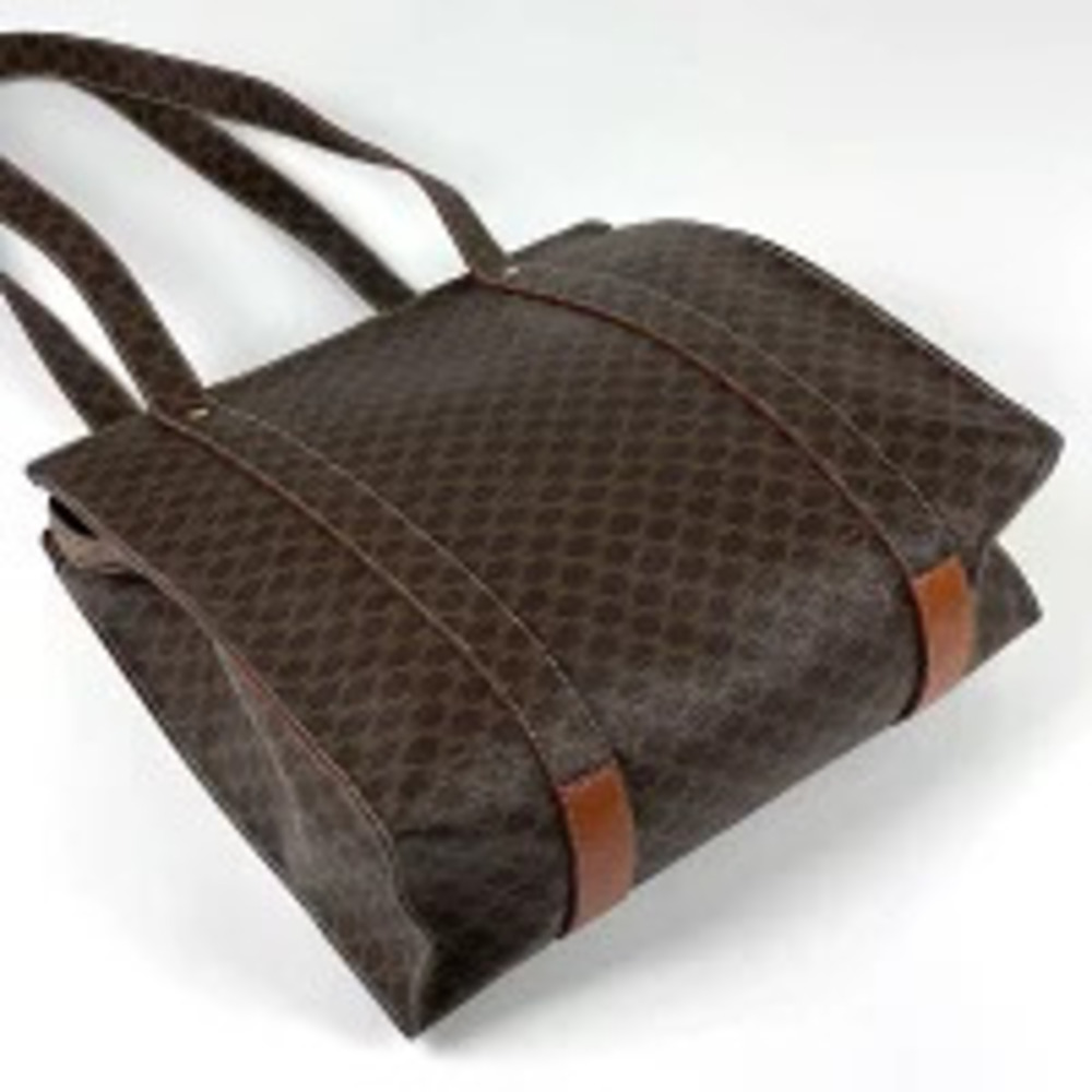 Celine Macadam shoulder tote canvas bag brown